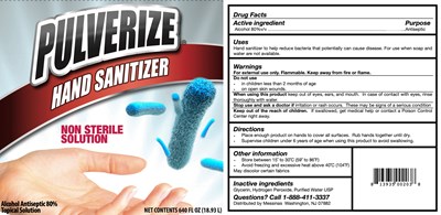 Pulverize Hand Sanitizer 5 Gallon Label.jpg 18927 mL label - Pulverize Hand Sanitizer 5 Gallon Label